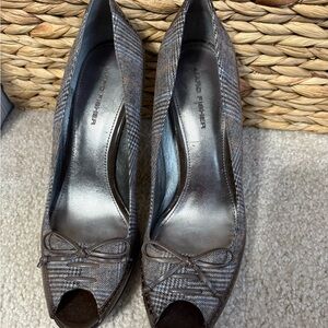 Marc Fisher brown Plaid Heels with Bow